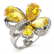 6X044 - Rhodium Brass Ring with AAA Grade CZ  in Topaz-0