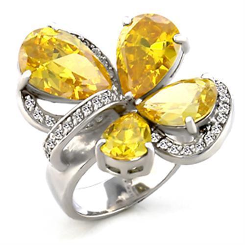 6X044 - Rhodium Brass Ring with AAA Grade CZ  in Topaz-0