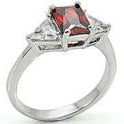 6X069 - High-Polished 925 Sterling Silver Ring with AAA Grade CZ  in Garnet-0