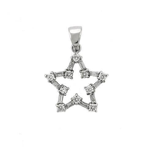 6X081 - High-Polished 925 Sterling Silver Pendant with AAA Grade CZ  in Clear-0