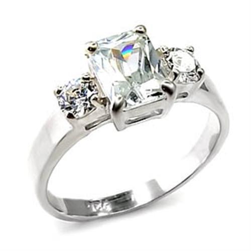6X247 - High-Polished 925 Sterling Silver Ring with AAA Grade CZ  in Clear-0