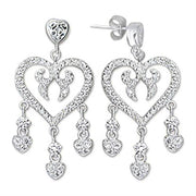 6X278 - High-Polished 925 Sterling Silver Earrings with AAA Grade CZ  in Clear-0