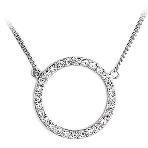 6X448 - Rhodium Brass Chain Pendant with Top Grade Crystal  in Clear-0