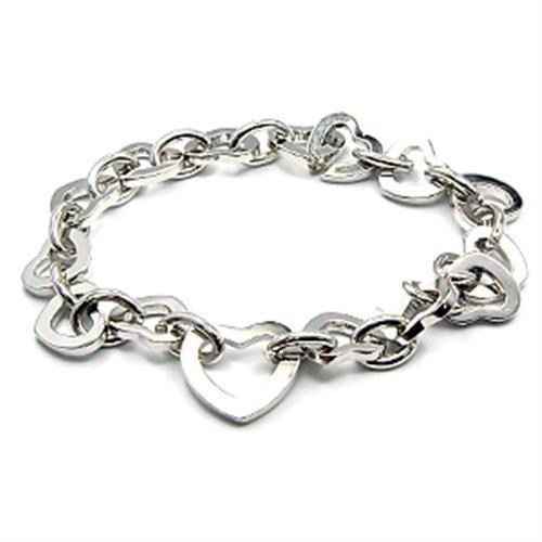 6X491 - Rhodium Brass Bracelet with No Stone-0