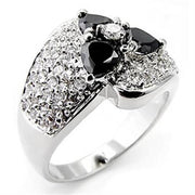 6X548 - Rhodium Brass Ring with AAA Grade CZ  in Jet-0