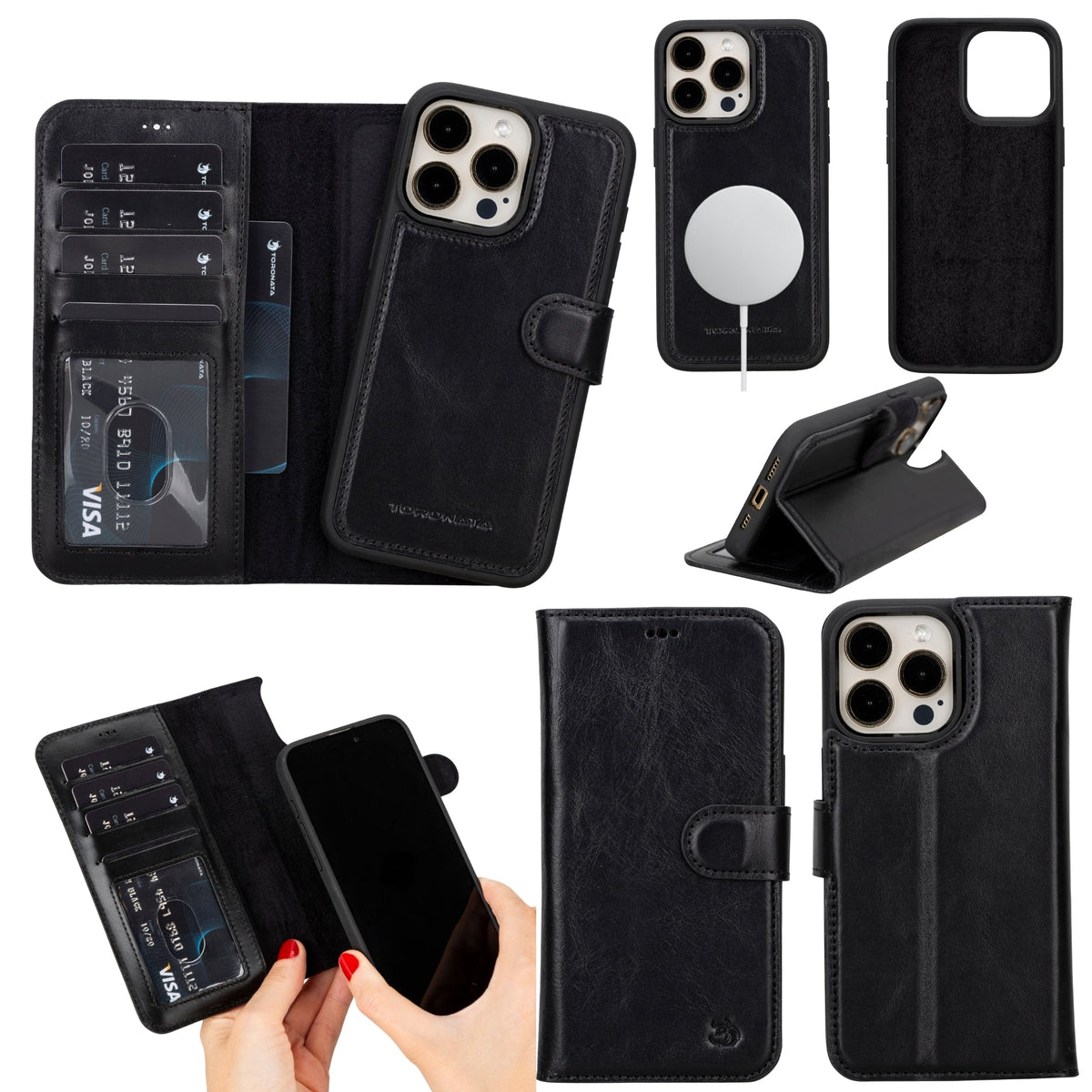 Casper Leather iPhone 15 Pro Wallet Case | Detachable MagSafe Compatible RFID Protection-6