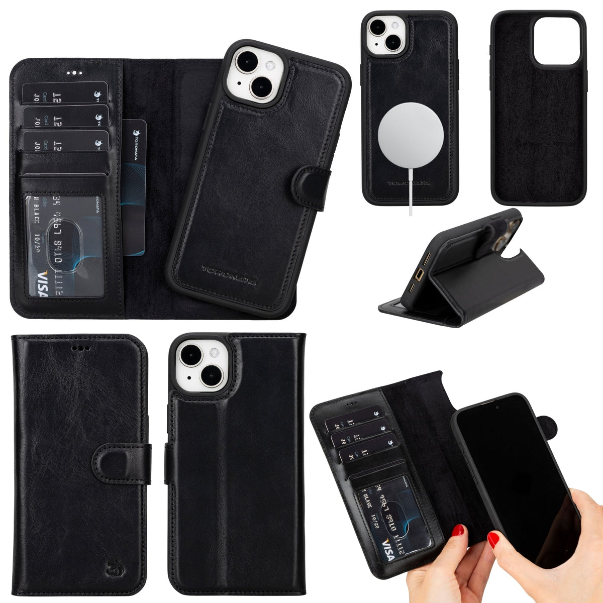 Casper Leather iPhone 15 Plus Wallet Case | Detachable MagSafe Compatible RFID Protection-0