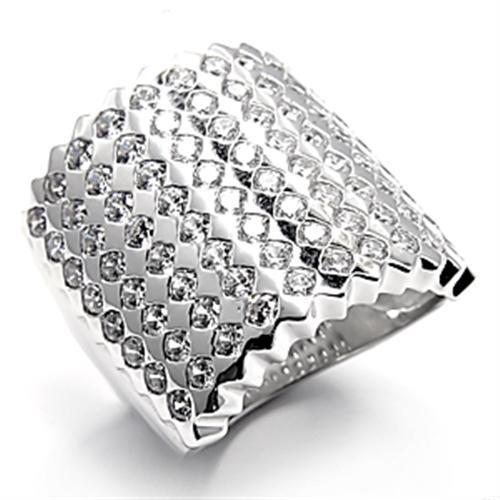 7X005 - Rhodium Brass Ring with AAA Grade CZ  in Clear-0