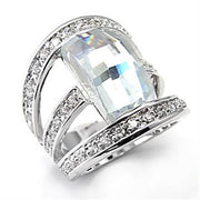 7X053 - Rhodium Brass Ring with AAA Grade CZ  in Clear-0