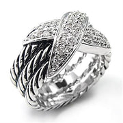 7X074 - Rhodium Brass Ring with AAA Grade CZ  in Clear-0