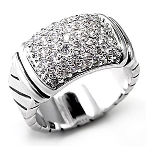 7X080 - Rhodium Brass Ring with AAA Grade CZ  in Clear-0