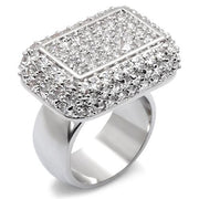 7X099 - Rhodium Brass Ring with AAA Grade CZ  in Clear-0