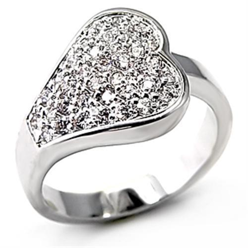 7X106 - Rhodium Brass Ring with AAA Grade CZ  in Clear-0