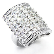 7X116 - Rhodium Brass Ring with AAA Grade CZ  in Clear-0