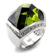 7X156 - Rhodium 925 Sterling Silver Ring with AAA Grade CZ  in Olivine color-0