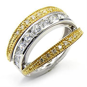 7X164 - Reverse Two-Tone 925 Sterling Silver Ring with AAA Grade CZ  in Clear-0