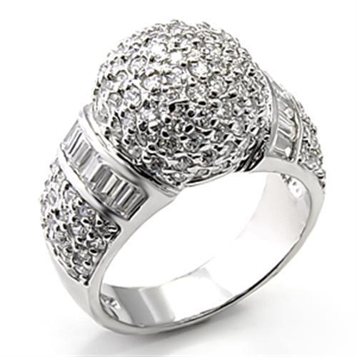 7X166 - Rhodium 925 Sterling Silver Ring with AAA Grade CZ  in Clear-0