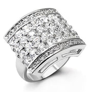 7X174 - High-Polished 925 Sterling Silver Ring with AAA Grade CZ  in Clear-0