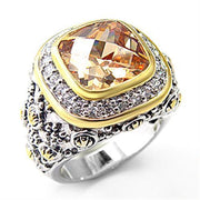 7X181 - Reverse Two-Tone 925 Sterling Silver Ring with AAA Grade CZ  in Champagne-0