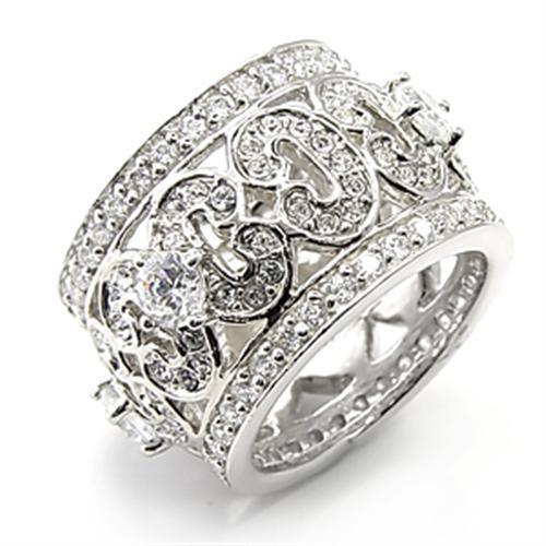 7X182 - Rhodium 925 Sterling Silver Ring with AAA Grade CZ  in Clear-0