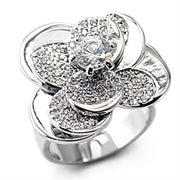 7X184 - Rhodium 925 Sterling Silver Ring with AAA Grade CZ  in Clear-0