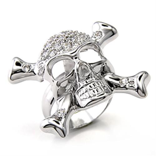 7X188 - Rhodium 925 Sterling Silver Ring with AAA Grade CZ  in Clear-0