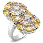 7X190 - Rhodium 925 Sterling Silver Ring with AAA Grade CZ  in Multi Color-0