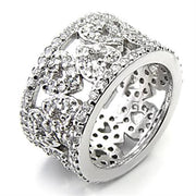 7X199 - Rhodium 925 Sterling Silver Ring with AAA Grade CZ  in Clear-0