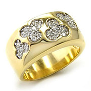 7X205 - Gold+Rhodium 925 Sterling Silver Ring with AAA Grade CZ  in Clear-0