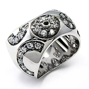 7X210 - Rhodium + Ruthenium 925 Sterling Silver Ring with AAA Grade CZ  in Clear-0