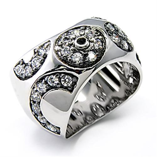 7X210 - Rhodium + Ruthenium 925 Sterling Silver Ring with AAA Grade CZ  in Clear-0