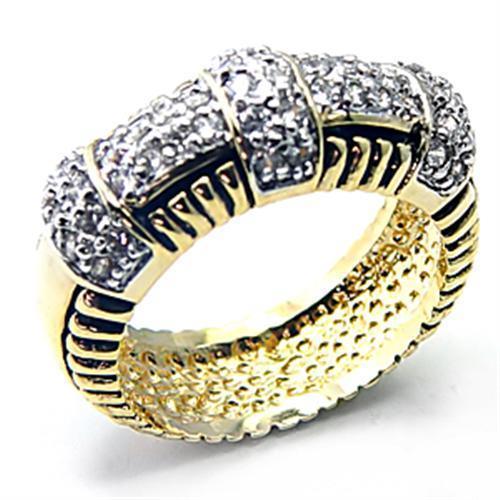 7X226 - Gold+Rhodium 925 Sterling Silver Ring with AAA Grade CZ  in Clear-0