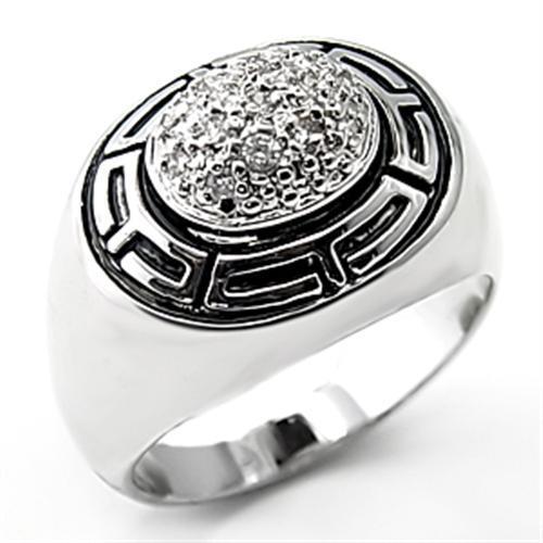 7X231 - Rhodium 925 Sterling Silver Ring with AAA Grade CZ  in Clear-0