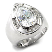 7X236 - Rhodium 925 Sterling Silver Ring with AAA Grade CZ  in Clear-0