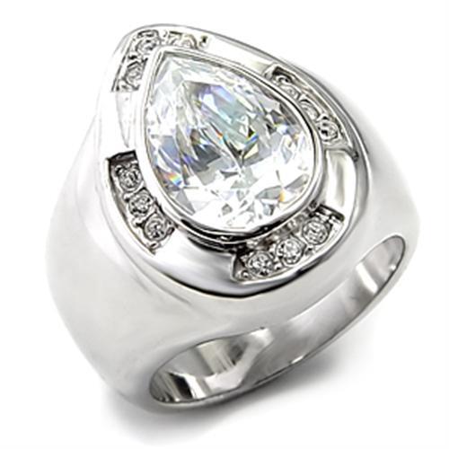 7X236 - Rhodium 925 Sterling Silver Ring with AAA Grade CZ  in Clear-0