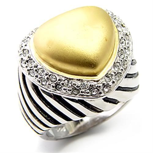 7X246 - Matte Gold & Rhodium 925 Sterling Silver Ring with AAA Grade CZ  in Clear-0