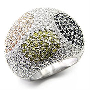 7X252 - High-Polished 925 Sterling Silver Ring with AAA Grade CZ  in Jet-0