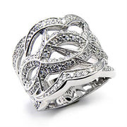 7X268 - High-Polished 925 Sterling Silver Ring with AAA Grade CZ  in Clear-0