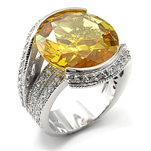 7X288 - Rhodium 925 Sterling Silver Ring with AAA Grade CZ  in Topaz-0