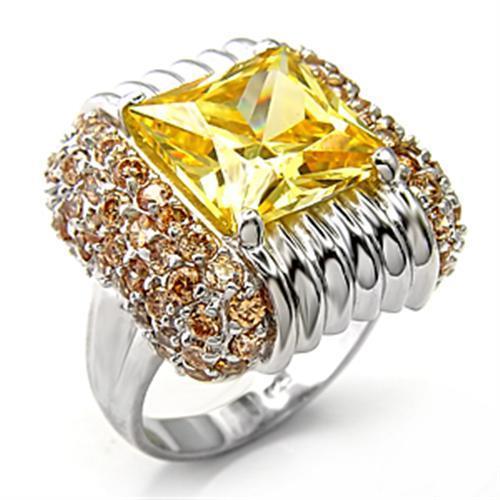 7X316 - Rhodium 925 Sterling Silver Ring with AAA Grade CZ  in Topaz-0