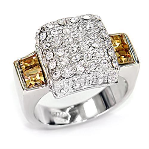 7X383 - Rhodium 925 Sterling Silver Ring with Top Grade Crystal  in Topaz-0