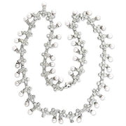 7X405 - Rhodium Brass Necklace with Synthetic Pearl in White-0