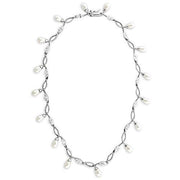 7X420 - Rhodium 925 Sterling Silver Necklace with Synthetic Pearl in White-0
