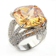 80607 - Rhodium Brass Ring with AAA Grade CZ  in Champagne-0