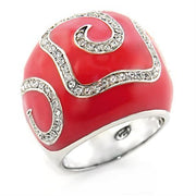 80804 - Rhodium Brass Ring with Top Grade Crystal  in Clear-0
