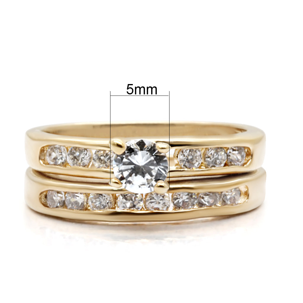 S44610 - High-Polished 925 Sterling Silver Ring with AAA Grade CZ  in Clear-2