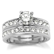 8X002 - Rhodium Brass Ring with AAA Grade CZ  in Clear-0
