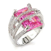 8X013 - Rhodium 925 Sterling Silver Ring with AAA Grade CZ  in Rose-0
