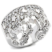 8X015 - Rhodium 925 Sterling Silver Ring with AAA Grade CZ  in Clear-0