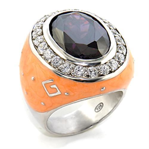 8X019 - Rhodium Brass Ring with AAA Grade CZ  in Amethyst-0